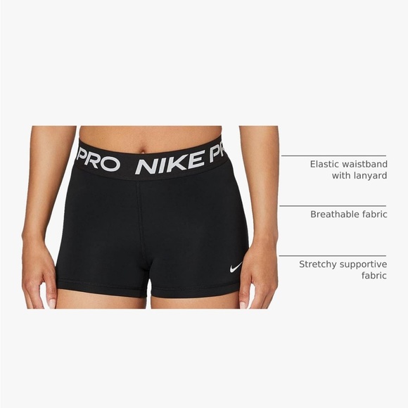 NWT Nike Women's Pro 365 3” Athletic Shorts in Black Size Medium - Picture 4 of 12